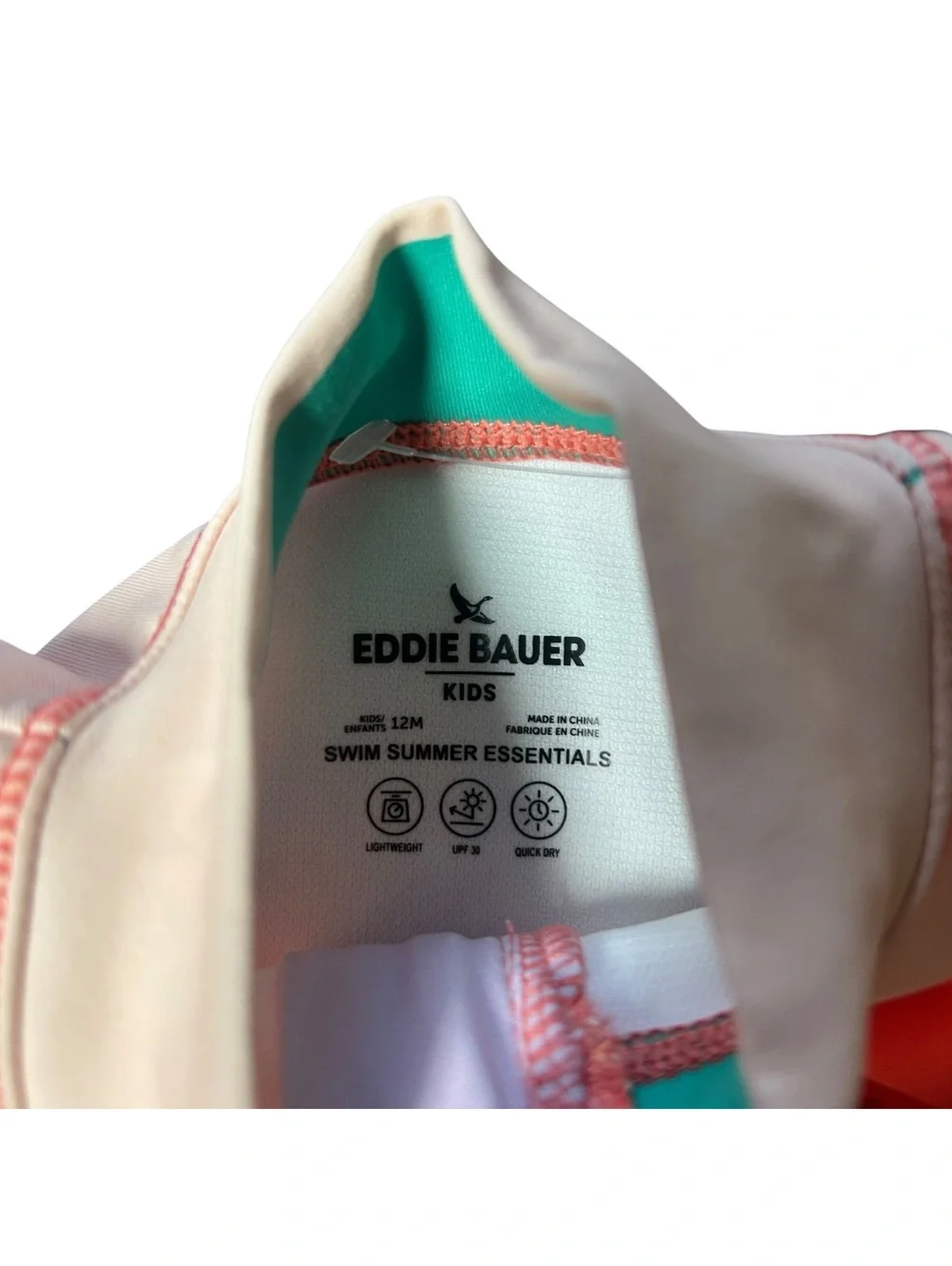 EDDIE BAUER toddler infant girls beach long sleeve rashguard swimsuit size 12M